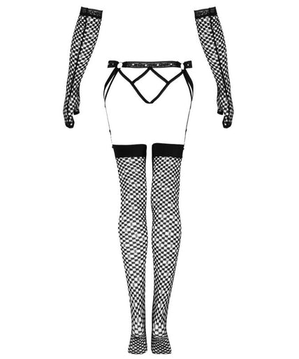 LIVCO CORSETTI FASHION - NEMALIA SET JARRETELBAND + KOUSEN + HANDSCHOENEN ZWART