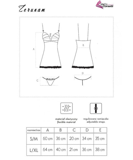LIVCO CORSETTI FASHION - ZERUNAM SET BABYDOLL + BLACK THONG