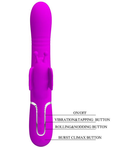 PRETTY LOVE - MULTIFUNCTION RABBIT VIBRATOR 4 IN 1 BUTTERFLY FUCHSIA