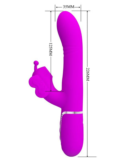 PRETTY LOVE - MULTIFUNCTION RABBIT VIBRATOR 4 IN 1 BUTTERFLY FUCHSIA
