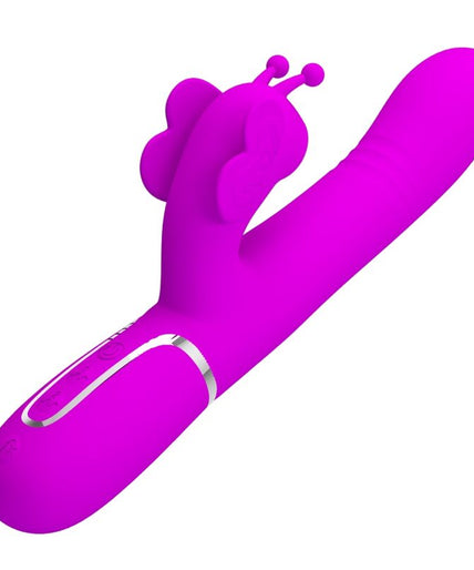 PRETTY LOVE - MULTIFUNCTION RABBIT VIBRATOR 4 IN 1 BUTTERFLY FUCHSIA