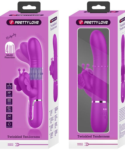 PRETTY LOVE - MULTIFUNCTION RABBIT VIBRATOR 4 IN 1 BUTTERFLY FUCHSIA