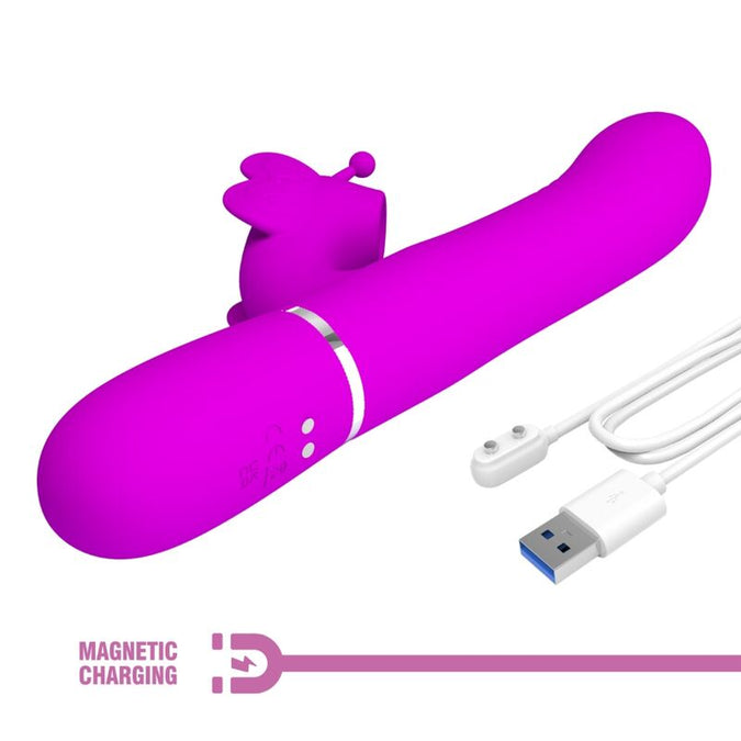 PRETTY LOVE - MULTIFUNCTIONELE KONIJN VIBRATOR 4 IN 1 VLINDER FUCHSIA