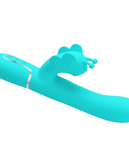 PRETTY LOVE - MULTIFUNCTION RABBIT VIBRATOR 4 IN 1 BUTTERFLY AQUA GREEN