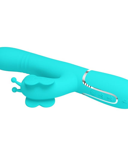 PRETTY LOVE - MULTIFUNCTION RABBIT VIBRATOR 4 IN 1 BUTTERFLY AQUA GREEN
