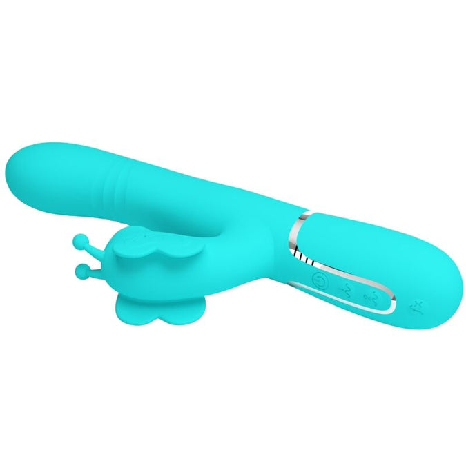 Pretty Love – Multifunctionele konijn vibrator 4-in-1 vlinder aqua groen