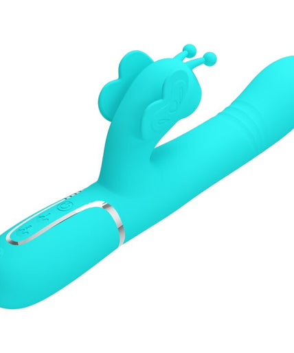 PRETTY LOVE - MULTIFUNCTION RABBIT VIBRATOR 4 IN 1 BUTTERFLY AQUA GREEN