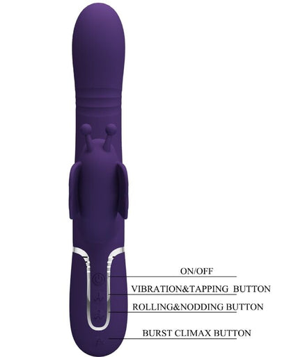 PRETTY LOVE - MULTIFUNCTION RABBIT VIBRATOR 4 IN 1 BUTTERFLY PURPLE
