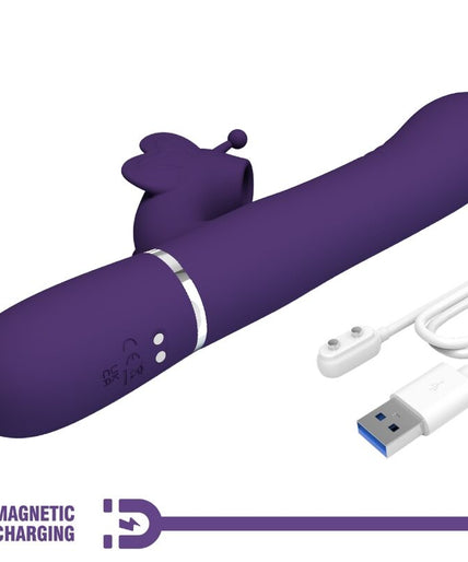 PRETTY LOVE - MULTIFUNCTION RABBIT VIBRATOR 4 IN 1 BUTTERFLY PURPLE