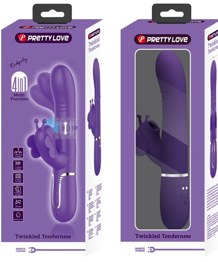 PRETTY LOVE - MULTIFUNCTION RABBIT VIBRATOR 4 IN 1 BUTTERFLY PURPLE