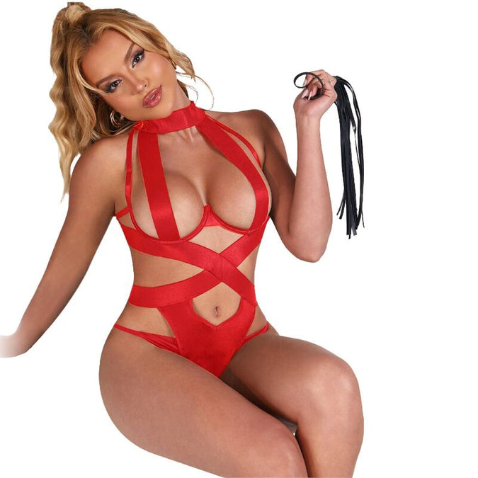 Subblime – Sexy Halter Body With Harness Red L/xl