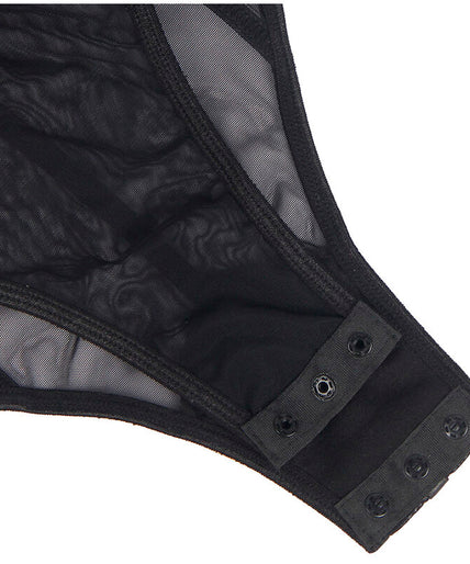SUBBLIME - BLACK CHAIN SUSPENDERS BODYSUIT S/M