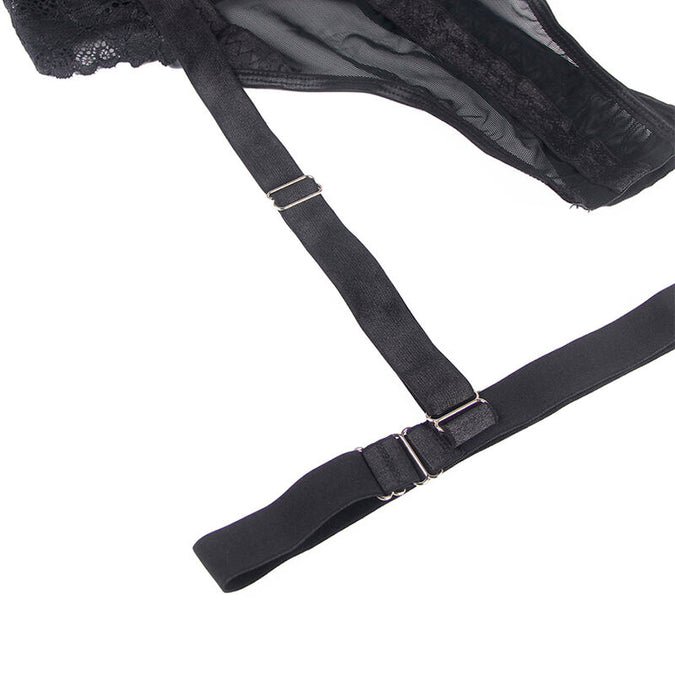 Subblime – Teddy met jarretelbanddetail Borst Zwart S/m