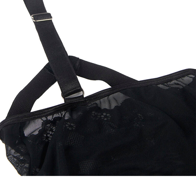 Subblime – Teddy met jarretelbanddetail Borst Zwart S/m