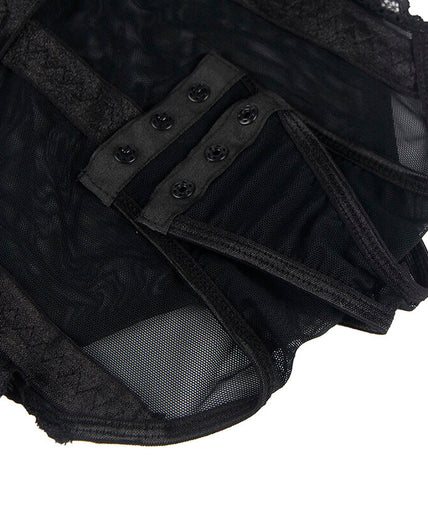 SUBBLIME - TEDDY MET JARRETELBANDJES DETAIL BORST ZWART S/M