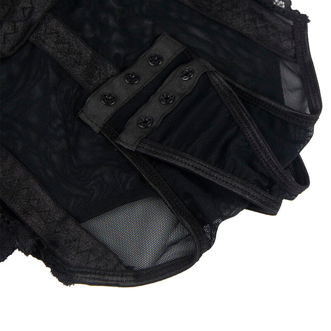 Subblime – Teddy met jarretelbanddetail Borst Zwart S/m