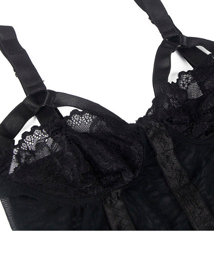 SUBBLIME - TEDDY MET JARRETELBANDJE DETAIL BORST ZWART L/XL