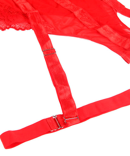 SUBBLIME - TEDDY MET JARRETELBANDJE DETAIL BORST ROOD S/M