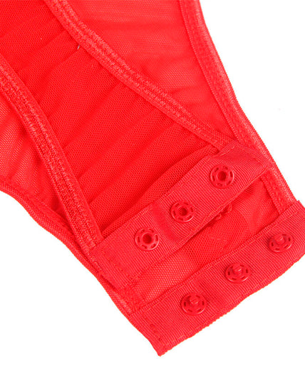 SUBBLIME - TEDDY MET JARRETELBANDJE DETAIL BORST ROOD S/M