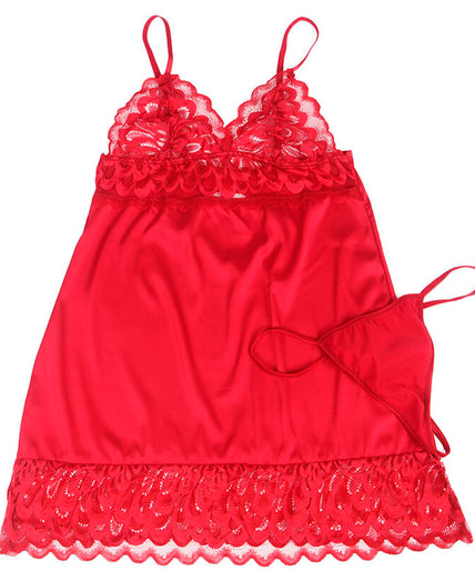 Subblime – Satijnen babydoll met kant Rood S/m