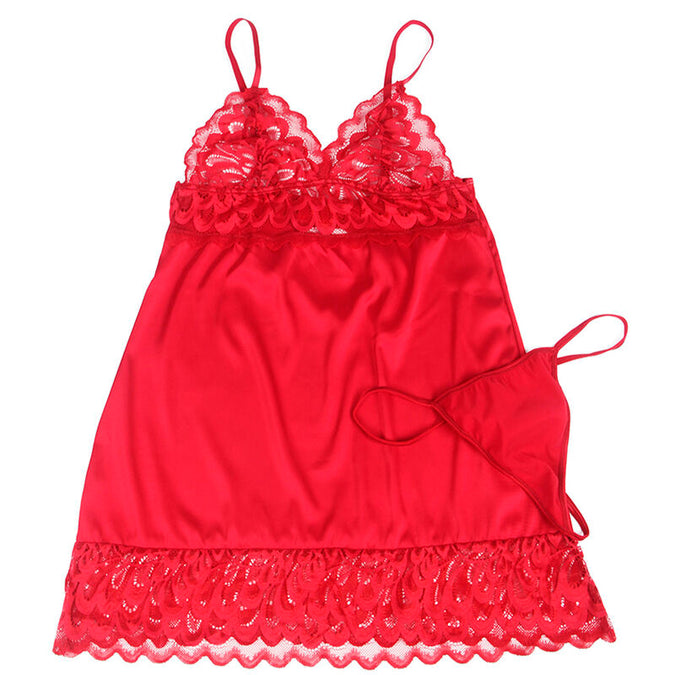 Subblime – Satijnen babydoll met kant Rood S/m
