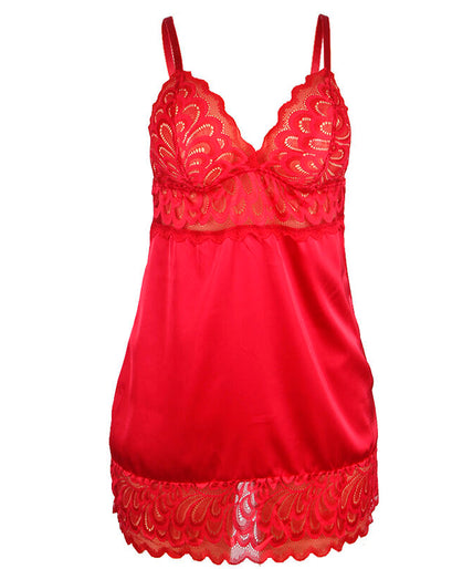 Subblime – Satijnen babydoll met kant Rood S/m