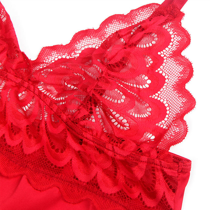 Subblime – Satijnen babydoll met kant Rood S/m