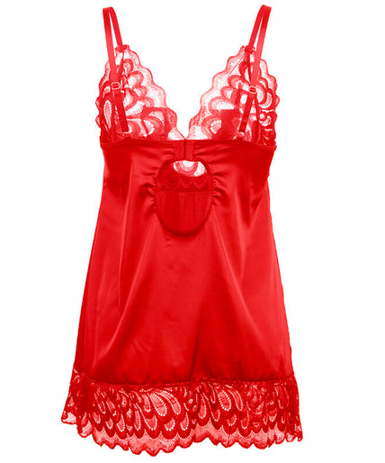 Subblime – Satijnen babydoll met kant Rood S/m
