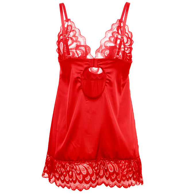 Subblime – Satijnen babydoll met kant Rood S/m