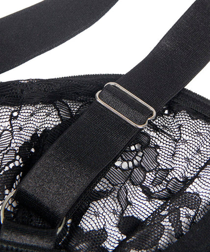 SUBBLIME - TEDDY MET JARRETEL MET KANTEN DETAIL EN BANDJES ZWART S/M