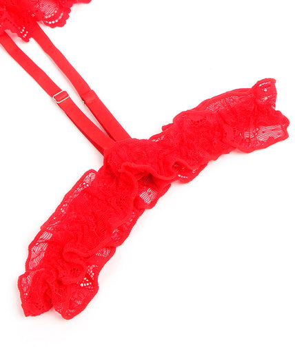 Subblime – Teddy met jarretel met kanten details en strepen rood S/m