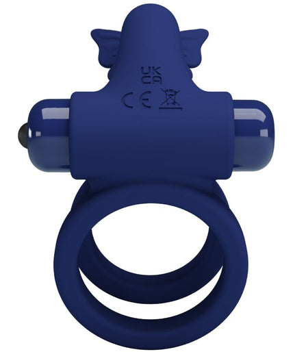 PRETTY LOVE - JAMELE DOUBLE RING WITH VIBRATION & BUTTERFLY STIMULATOR BLUE