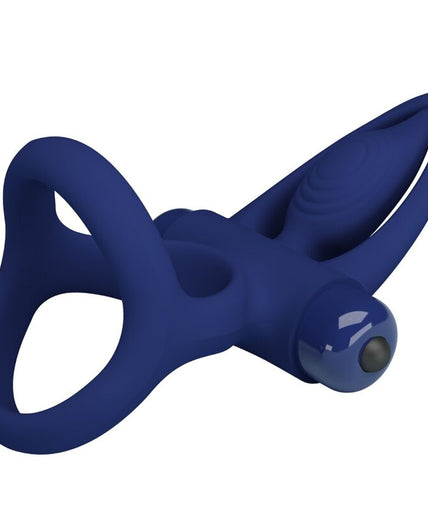 PRETTY LOVE - MAT DOUBLE RING WITH VIBRATION & STIMULATOR BLUE
