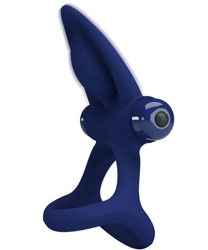 PRETTY LOVE - MAT DOUBLE RING WITH VIBRATION & STIMULATOR BLUE