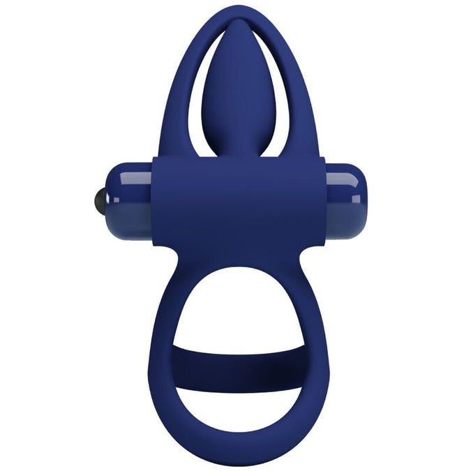 PRETTY LOVE - MAT DUBBELE RING MET TRILLING & STIMULATOR BLAUW