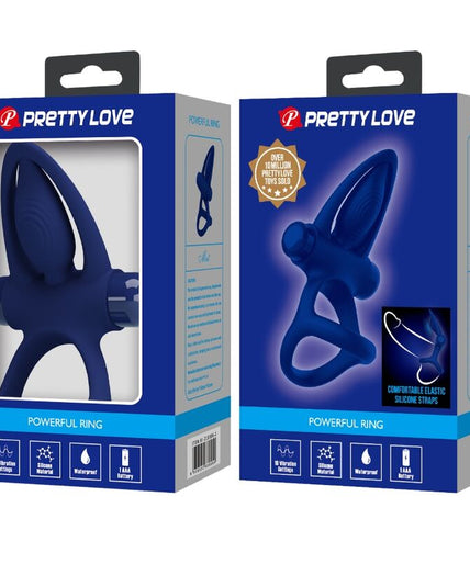 PRETTY LOVE - MAT DOUBLE RING WITH VIBRATION & STIMULATOR BLUE