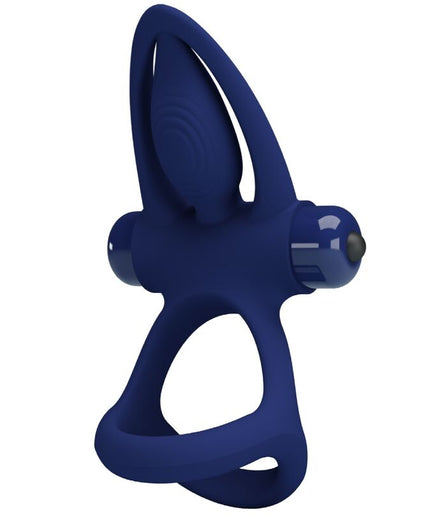 PRETTY LOVE - MAT DOUBLE RING WITH VIBRATION & STIMULATOR BLUE