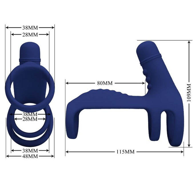 Pretty Love – Elish Vibrating Ring With Extension Blue