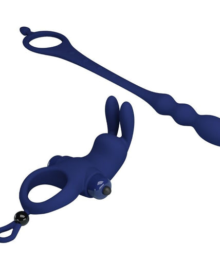 PRETTY LOVE - AYAD RABBIT VIBRATOR RING WITH PLUG BLUE