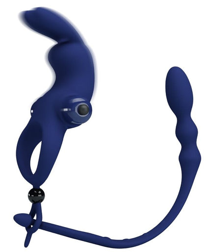 PRETTY LOVE - AYAD RABBIT VIBRATOR RING WITH PLUG BLUE