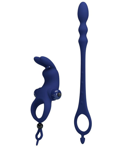 PRETTY LOVE - AYAD RABBIT VIBRATOR RING WITH PLUG BLUE