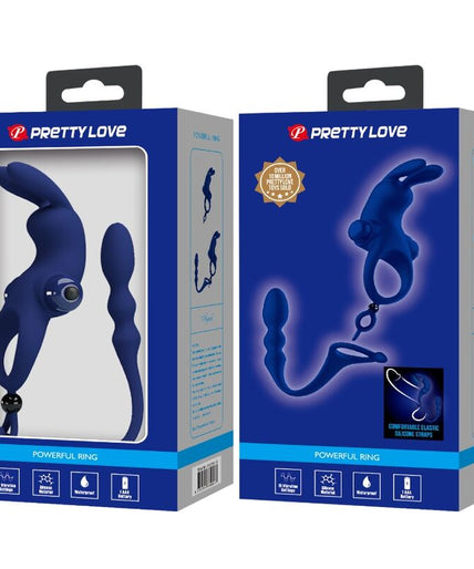 PRETTY LOVE - AYAD RABBIT VIBRATOR RING WITH PLUG BLUE