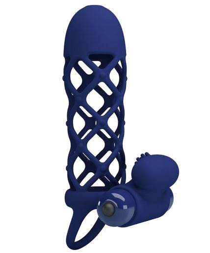 PRETTY LOVE - GIANN VIBRATOR RING WITH SILICONE SHEATH BLUE