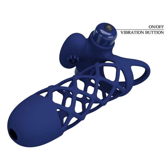 Pretty Love – Giann Vibratorring met siliconen hoesje Blauw