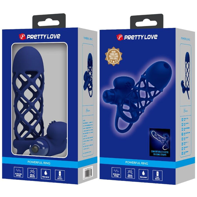 Pretty Love – Giann Vibratorring met siliconen hoesje Blauw