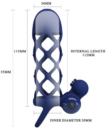 PRETTY LOVE - GIANN VIBRATOR RING WITH SILICONE SHEATH BLUE