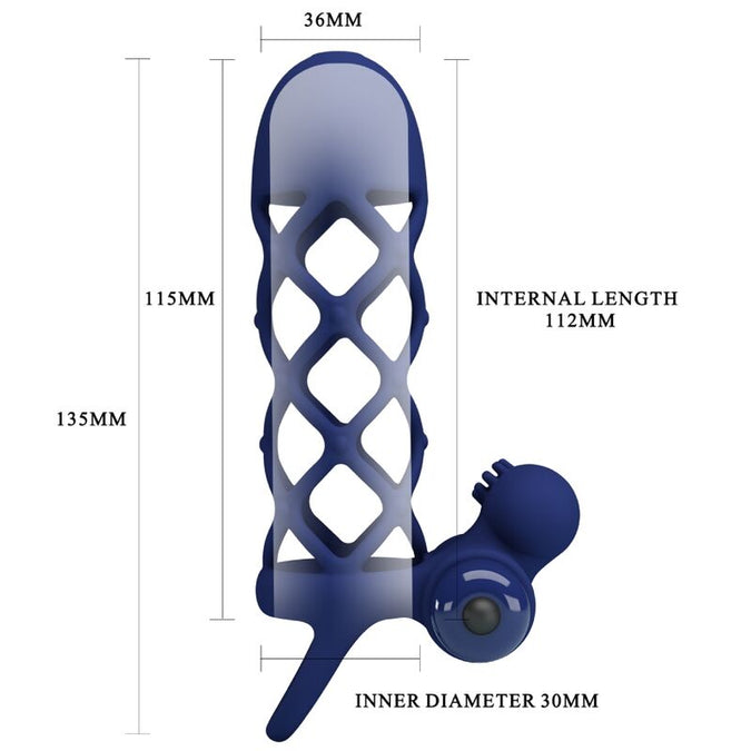 Pretty Love – Giann Vibratorring met siliconen hoesje Blauw