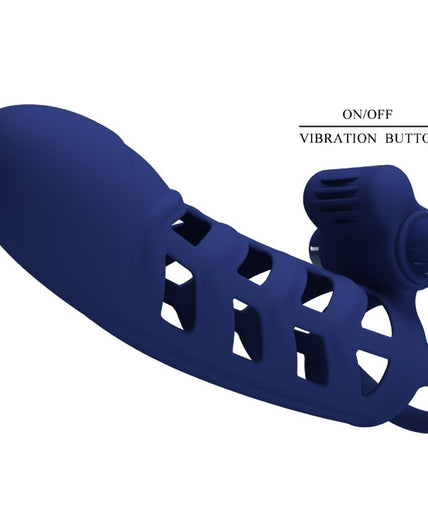 PRETTY LOVE - ALTAF VIBRATOR RING WITH SILICONE SHEATH BLUE