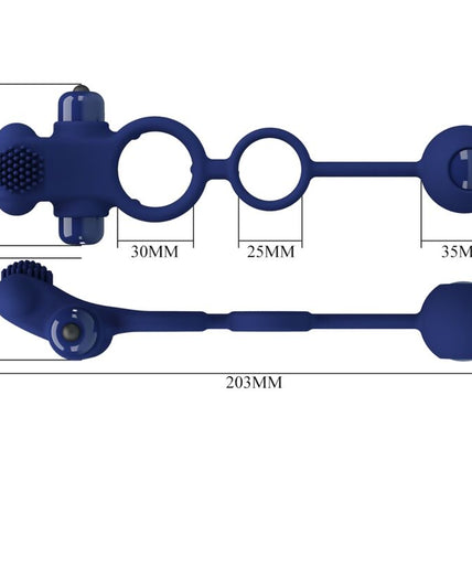 PRETTY LOVE - REMINGTON DOUBLE VIBRATING RING WITH PLUG BLUE