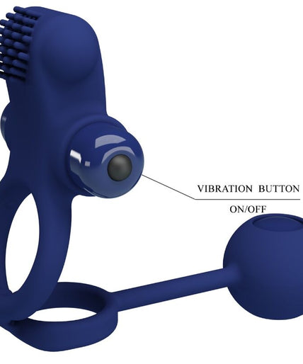 PRETTY LOVE - REMINGTON DOUBLE VIBRATING RING WITH PLUG BLUE